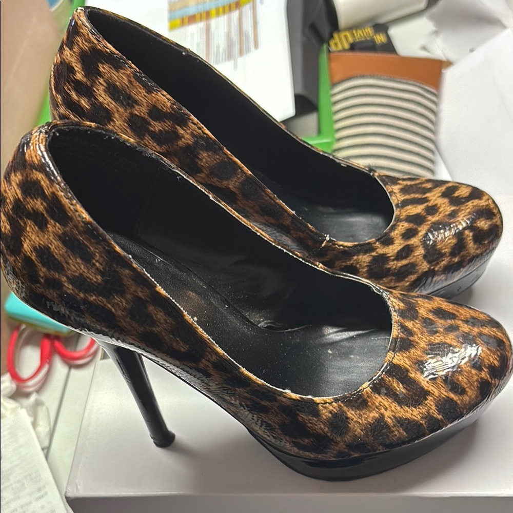 Brown and Black Leopard Print High Heels